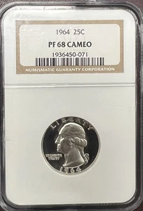 1964 U.S. Washington Silver Quarter NGC PF68 Cameo - Picture 1 of 2
