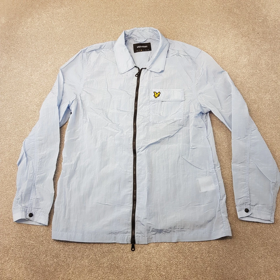 Lyle & Scott Hombres Chaqueta Mediana Azul Sobrecamisa Nylon Informal Mod Liam Terrace Foto 1 de 4