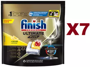 154 PASTIGLIE LAVASTOVIGLIE FINISH POWERBALL ULTIMATE PLUS ALL IN 1 LIMONE - Foto 1 di 2