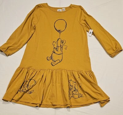 Disney Winnie The Pooh Honey Yellow Shirt Dress Balloon Sleeve Size L NWT - Image 1 of 4