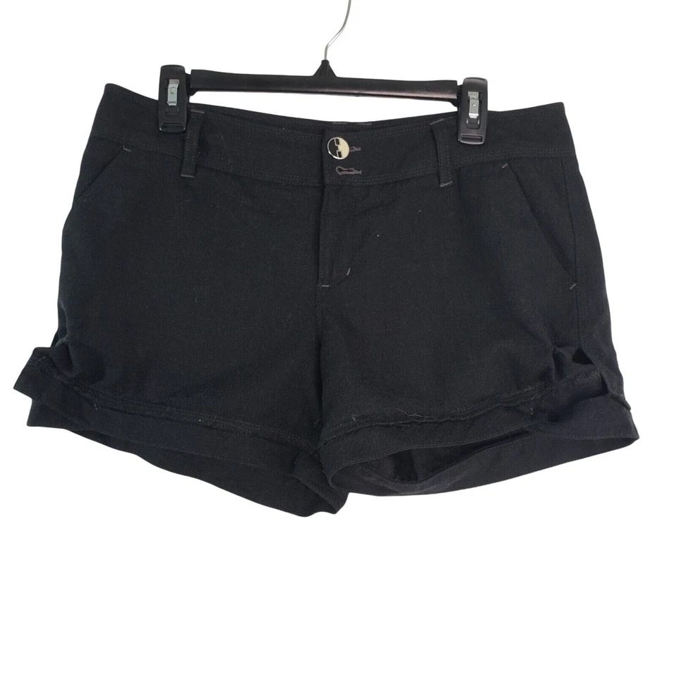 Free People Shorts Women Size 12 Black Wool Blend Cuffed Pinstripe Lined Pockets - Image 1 of 4