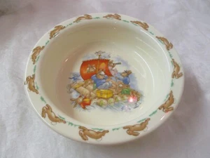 Vintage England Royal Doulton 6 1/4" round Baby Bowl Bunnykins Raft at Sea - Picture 1 of 4