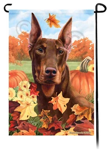 Bandera de jardín Falling Leaves - Recortado rojo Doberman Pinscher estilo 2 - Imagen 1 de 1