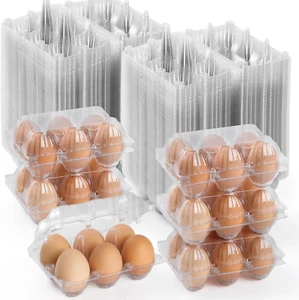 200PCS Clear Plastic Egg Cartons 6 Count,Half Dozen Egg Cartons Cheap Bulk for C - Picture 1 of 7