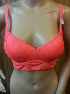 Victoria Secret PINK Pushup Bra Size S D-DD Orang Flower Print - Picture 1 of 7
