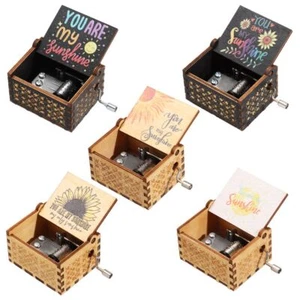 You are My Sunshine Music Box Musical Boxes Black Engraved Hand-Cranked - Picture 1 of 17
