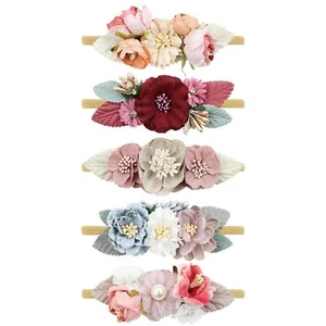 5PCS Floral Nylon Headbands Soft Hairbands for Baby Girls & Newborns - Picture 1 of 7