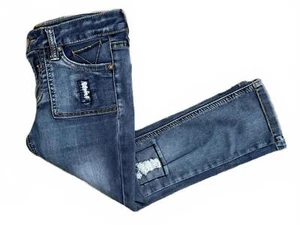 Vigoss The Jagger Capri Girls Size 12 Denim Jeans Distressed Stretch Cotton - Picture 1 of 7