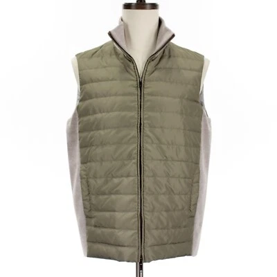 Chaleco Luciano Barbera Nuevo con Etiquetas Acolchado Cremallera Completa Talla 50 (US M) en Verde/Gris Melange Foto 1 de 4