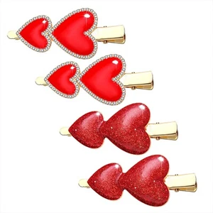 Valentine’s Day Heart Hair Clips Glitter Rhinestone Lovely Heart Hairpin S - Picture 1 of 7