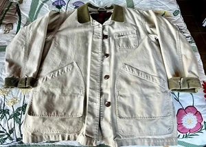 Neu ohne Etikett Vintage L.L. Bean Chore Feldmantel Damen M Stone mit olivfarbenem Besatz - Bild 1 von 6