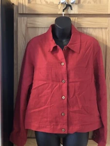 David Brooks Jacket/Shirt Button Front Linen Blend Red Size Large - Picture 1 of 6