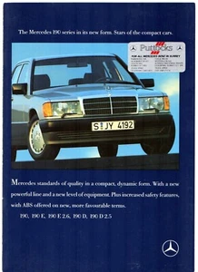 Mercedes-Benz 190 1988-89 UK Market Sales Brochure E D 2.0 2.3 2.6 - Picture 1 of 2