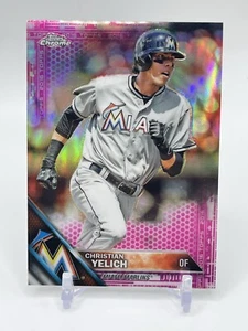 Christian Yelich 2016 Topps Chrome Pink Refractor #187 Miami Marlins B8 - Picture 1 of 2
