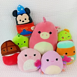 Lote de 8 juguetes de peluche Squishmallows Mickey Mouse cerdo unicornio vida marina comida - Imagen 1 de 16
