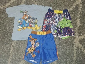 Boys 3 Pc Disney Store Lot Size 5/6 Both Trunks Nwot & Tee Worn 1x - Picture 1 of 2