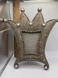 "Marco tostado de 9"" se adapta a 3,5x5"" con forma de corona de imagen en forma de perla y pedrería usado" - Imagen 1 de 2