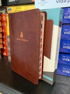 Biblia Estampilla Ultrafina Marrón Piel Fabricada Con Índicenueva Versión - Picture 1 of 10