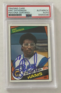 Eric Dickerson signed LOS ANGELES RAMS card  HOF  1984 Topps ROOKIE  PSA/DNA