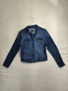 Gap Girls Outerwear Large Blue Cotton Blend Long Sleeve Button Down Denim Jacket - Picture 1 of 17