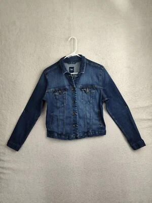 Gap Girls Outerwear Large Blue Cotton Blend Long Sleeve Button Down Denim Jacket - Image 1 of 4