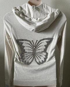 Sudadera con Capucha Twisted Heart Vintage Cristal Mariposa Cremallera Para Mujer L - Imagen 1 de 11