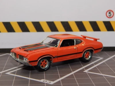 '70 1970 Oldsmobile 442 455 Orange & Black Int Stock Rims 1/64 Diorama Replica - Image 1 of 4