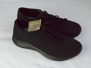 HOTTER MEMORISE Black ladies trainers uk 5 eu 38 std fit flowers comfort ariana - Picture 1 of 8