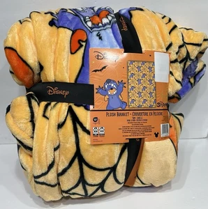 Disney Stitch Halloween Orange Bats & Spiderwebs Twin Blanket 60in X 90in, NEW - Picture 1 of 9