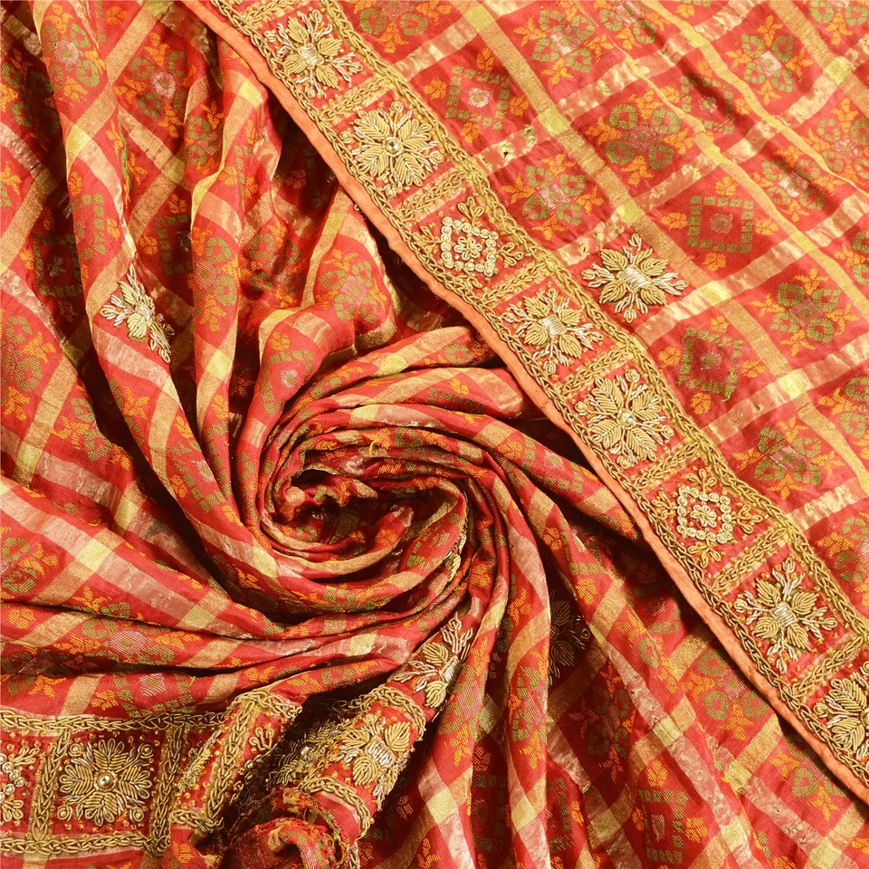 Estola de boda tejida a mano de tela de seda pura Dupatta roja de colección Sanskriti Foto 1 de 4