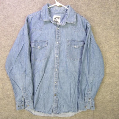 Mountain Khakis Shirt Mens Large Blue Denim Western Pearl Snap Button Cowboy - Image 1 of 4