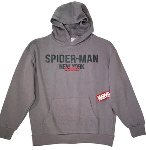 Marvel Spider-Man Hoodie Men’s Small Gray Pullover Sweatshirt Graphic Comic NWT - Picture 1 of 8