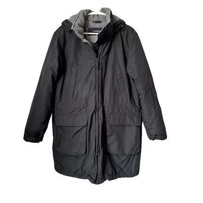 Land's End Women's Black Fleece Lined Long Winter Coat - Image 1 of 4