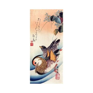 Hiroshige, Mandarin Ducks, Morning Wind, 1858, 100% Cotton Art Paper, 12" x 27" - Picture 1 of 10