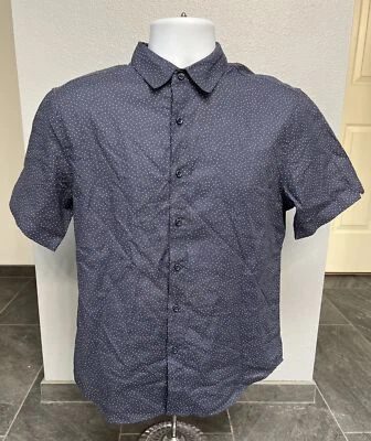 Fundamental Coast Linen Blend Shirt Men's Small Short Sleeve Button Up Micro Dot - Image 1 of 4