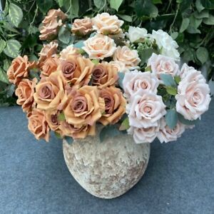 9 Heads Party Camellia Rose Holding Bouquets Artificial Flower Fake Floral