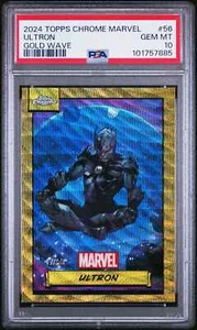 2024 Topps Chrome Marvel #56 Ultron /50 Gold Wave Refractor PSA 10 - Picture 1 of 2