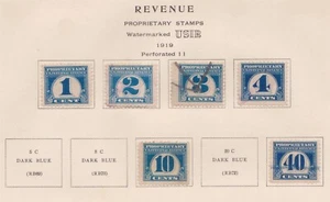 (F206-97) 1919 USA part set 6stamps revenue propriety 1c to 40c (CV) (v) - Picture 1 of 1
