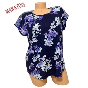 Camiseta para mujer Chico talla 1 cuello redondo ambiente floral lentejuelas hombro azul - Imagen 1 de 8