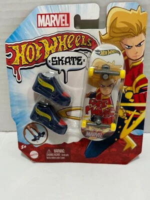 Marvel Hot Wheels SKATE Capt Marvel - Fingerboard/Skateboard & Shoes New! - Image 1 of 4