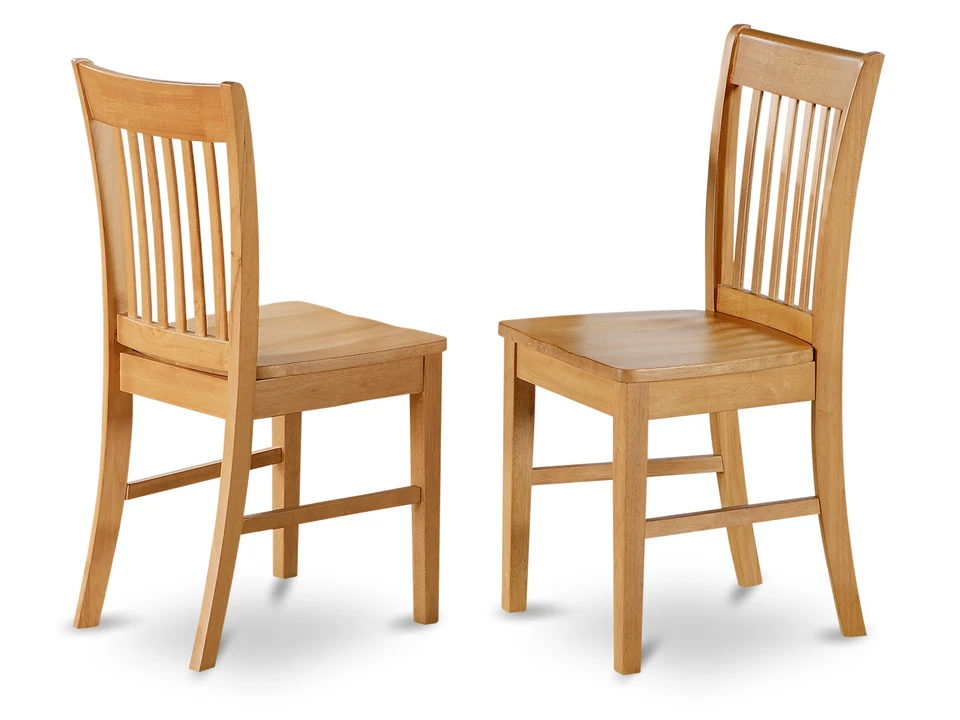 East West Furniture Nfc-oak-w Dining Chair Set With Wood Seat Oak Finish Set 2
