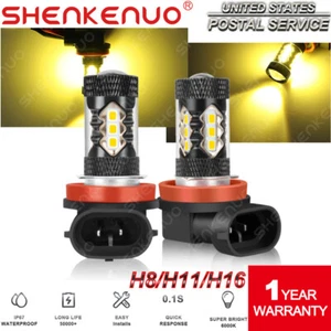 2x 3000K Amber H11 LED Fog Light Bulbs Kit For Toyota Tacoma 2016 2017 2018 2019 - Picture 1 of 17