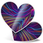 2 x Heart Stickers 7.5 cm - Awesome Neon Lights Line Pattern  #15839