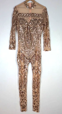 Mono para mujer L sexy de malla transparente con lentejuelas bordado club fiesta Foto 1 de 4