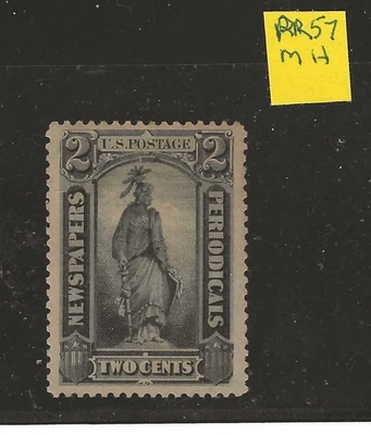US Scott PR57 2c Black Newspaper Stamp, MH VF sound and sharp! - Image 1 of 2