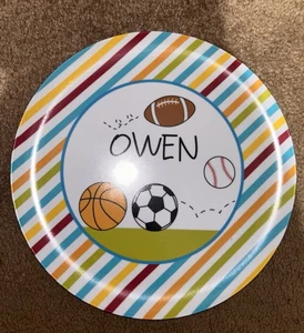 Personalized Sports Dinner Plate I Owen - Picture 1 of 3