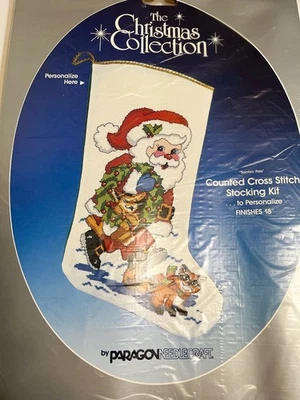 Kit de punto de cruz contado Paragon 1986 - Papá Noel Pals - Kit de medias - 6225 Foto 1 de 3