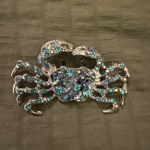 Blue Crystal crab With Black Eyes Pin/brooch - Picture 1 of 7