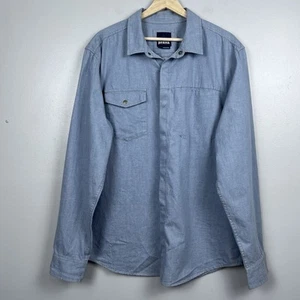 Prana Herren Lenny Hanf & Bio Baumwollmischung Blau Langarm Overshirt Gr. L - Bild 1 von 13