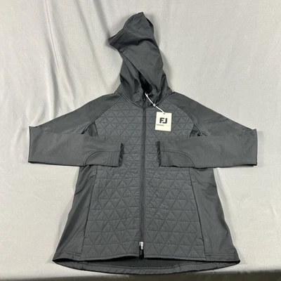 Sudadera con capucha de golf FootJoy para mujer serie térmica cremallera completa pequeña negra nueva con etiquetas precio de venta sugerido por el fabricante 175 USD Foto 1 de 4